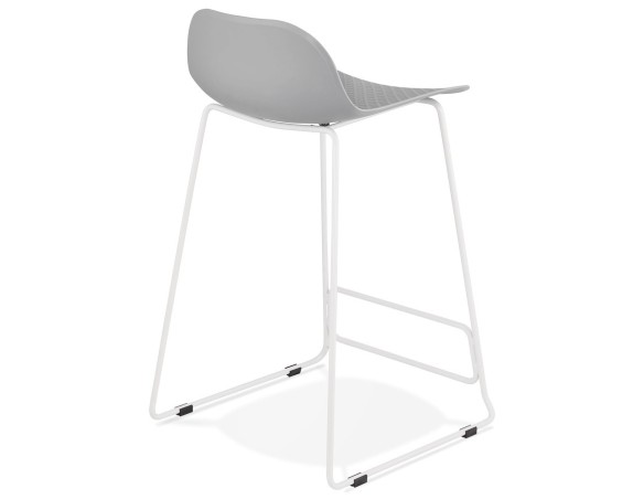 Tabouret snack mi-hauteur BABYLOS MINI gris avec pieds en métal blanc