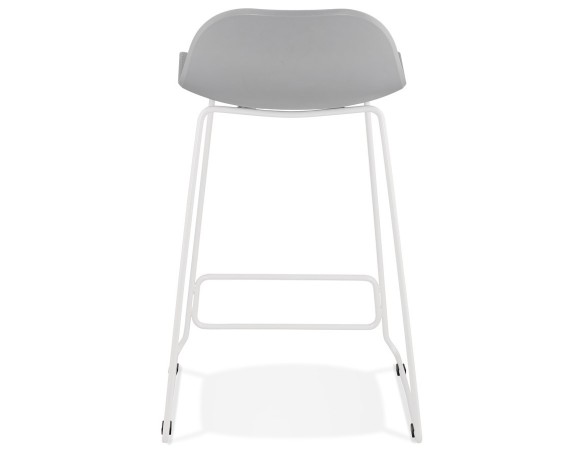 Tabouret snack mi-hauteur BABYLOS MINI gris avec pieds en métal blanc