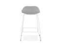 Tabouret snack mi-hauteur BABYLOS MINI gris avec pieds en métal blanc