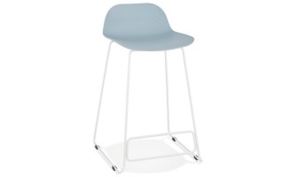 BS02040BUWH 5420072058474 Tabouret snack mi-hauteur BABYLOS MINI bleu avec pieds en métal blanc