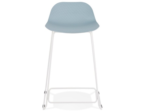 Tabouret snack mi-hauteur BABYLOS MINI bleu avec pieds en métal blanc