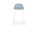 Tabouret snack mi-hauteur BABYLOS MINI bleu avec pieds en métal blanc