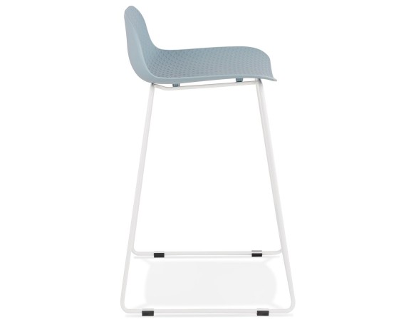Tabouret snack mi-hauteur BABYLOS MINI bleu avec pieds en métal blanc