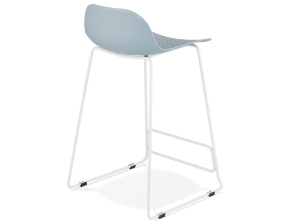 Tabouret snack mi-hauteur BABYLOS MINI bleu avec pieds en métal blanc