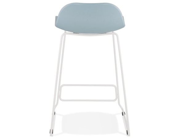Tabouret snack mi-hauteur BABYLOS MINI bleu avec pieds en métal blanc
