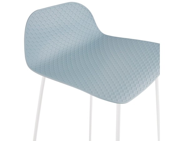 Tabouret snack mi-hauteur BABYLOS MINI bleu avec pieds en métal blanc