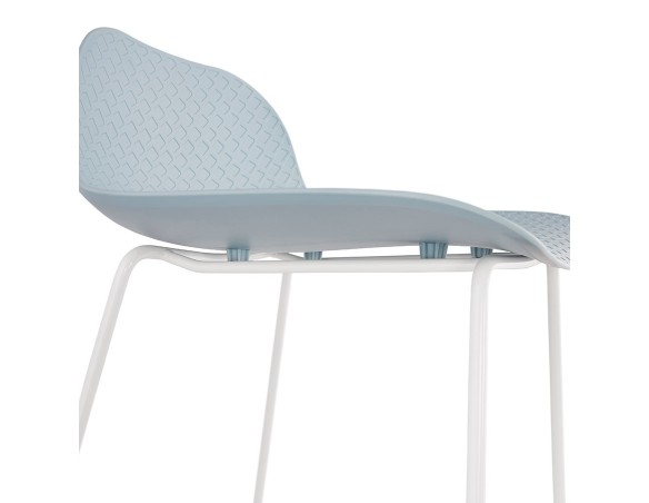 Tabouret snack mi-hauteur BABYLOS MINI bleu avec pieds en métal blanc