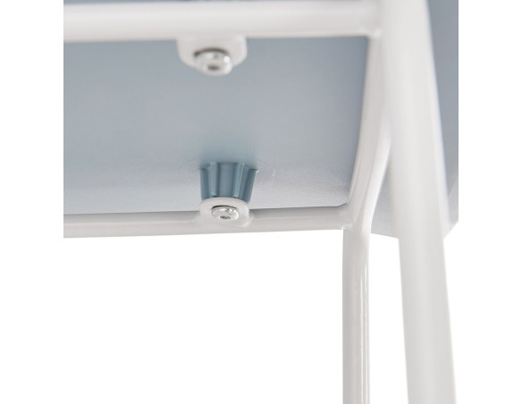 Tabouret snack mi-hauteur BABYLOS MINI bleu avec pieds en métal blanc