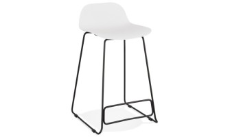 BS02110WHBL 5420072058610 Tabouret snack mi-hauteur BABYLOS MINI blanc avec pieds en métal noir