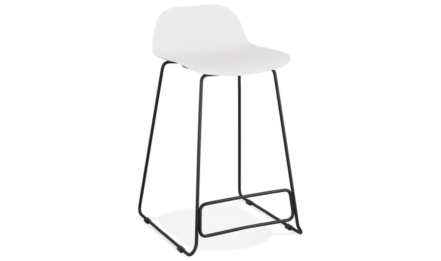 BS02110WHBL 5420072058610 Tabouret snack mi-hauteur BABYLOS MINI blanc avec pieds en métal noir
