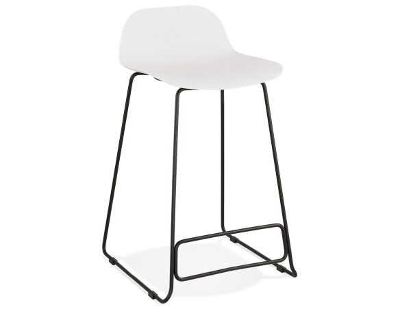 BS02110WHBL 5420072058610 Tabouret snack mi-hauteur BABYLOS MINI blanc avec pieds en métal noir