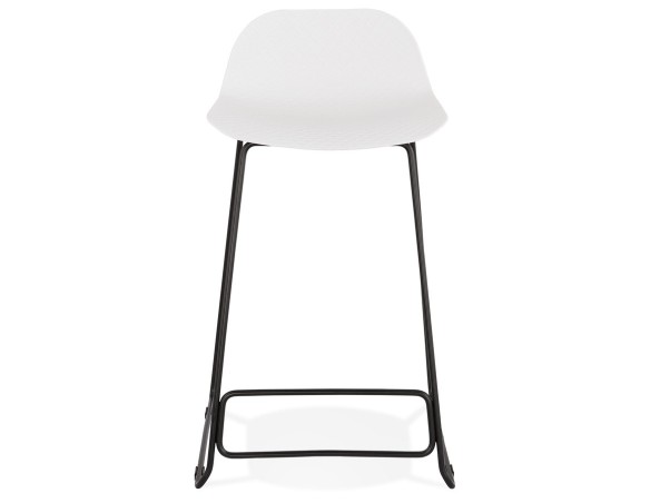 Tabouret snack mi-hauteur BABYLOS MINI blanc avec pieds en métal noir