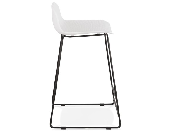 Tabouret snack mi-hauteur BABYLOS MINI blanc avec pieds en métal noir