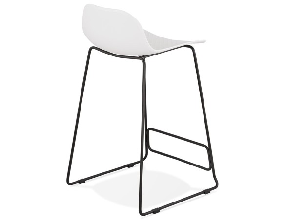 Tabouret snack mi-hauteur BABYLOS MINI blanc avec pieds en métal noir