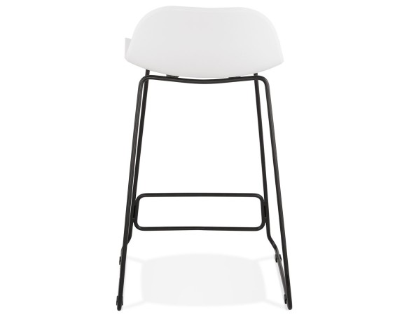 Tabouret snack mi-hauteur BABYLOS MINI blanc avec pieds en métal noir