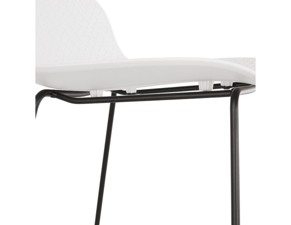 Tabouret snack mi-hauteur BABYLOS MINI blanc avec pieds en métal noir