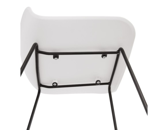 Tabouret snack mi-hauteur BABYLOS MINI blanc avec pieds en métal noir