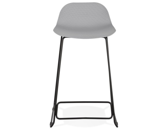 Tabouret snack mi-hauteur BABYLOS MINI gris avec pieds en métal noir