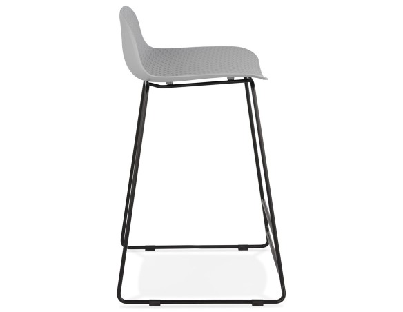 Tabouret snack mi-hauteur BABYLOS MINI gris avec pieds en métal noir