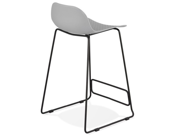 Tabouret snack mi-hauteur BABYLOS MINI gris avec pieds en métal noir