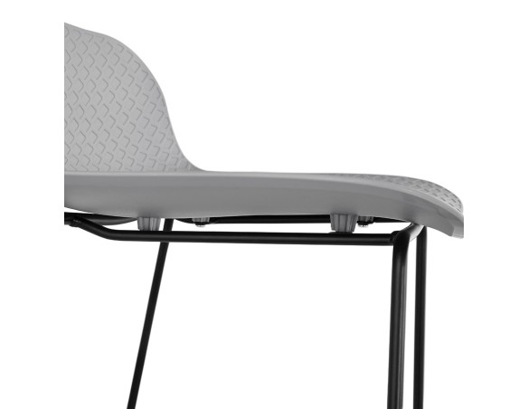 Tabouret snack mi-hauteur BABYLOS MINI gris avec pieds en métal noir