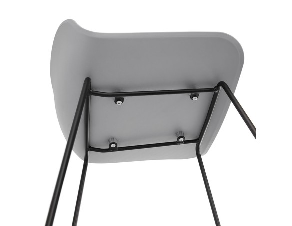 Tabouret snack mi-hauteur BABYLOS MINI gris avec pieds en métal noir