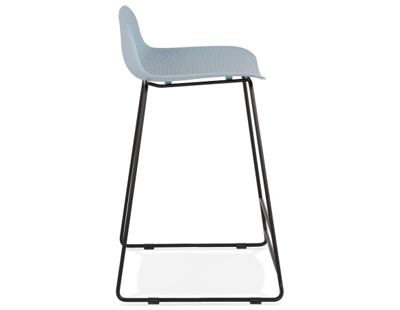 Tabouret snack mi-hauteur BABYLOS MINI bleu avec pieds en métal noir