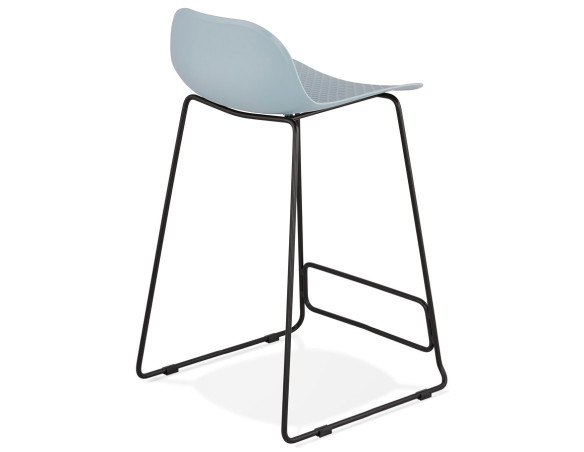 Tabouret snack mi-hauteur BABYLOS MINI bleu avec pieds en métal noir