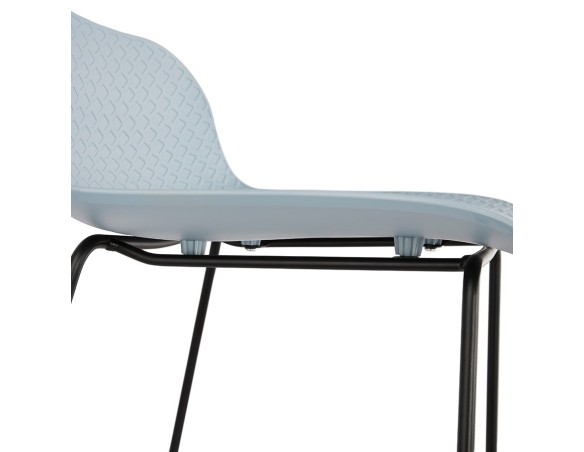 Tabouret snack mi-hauteur BABYLOS MINI bleu avec pieds en métal noir