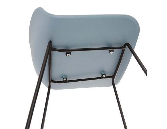 Tabouret snack mi-hauteur BABYLOS MINI bleu avec pieds en métal noir