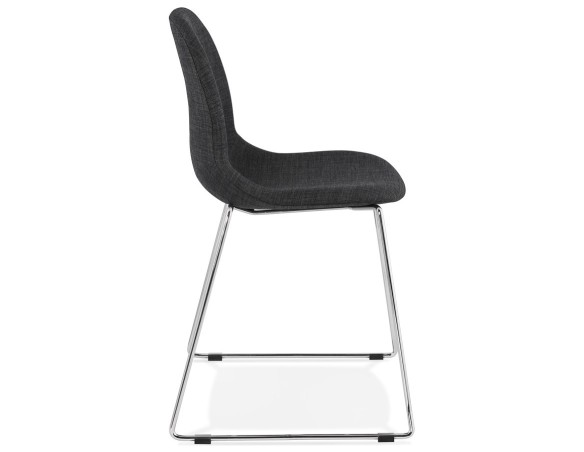 Chaise design DISTRIKT en tissu gris foncé avec pieds en métal chromé