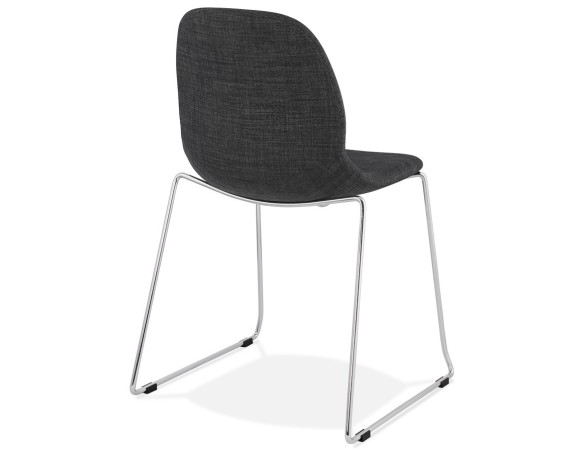 Chaise design DISTRIKT en tissu gris foncé avec pieds en métal chromé