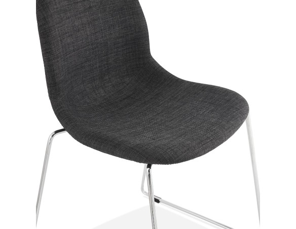 Chaise design DISTRIKT en tissu gris foncé avec pieds en métal chromé