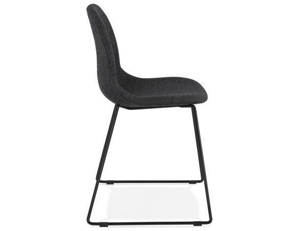 Chaise design DISTRIKT en tissu gris foncé avec pieds en métal noir
