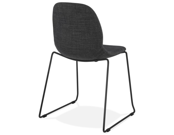 Chaise design DISTRIKT en tissu gris foncé avec pieds en métal noir