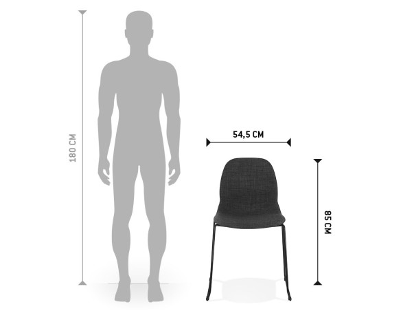 Chaise design DISTRIKT en tissu gris foncé avec pieds en métal noir