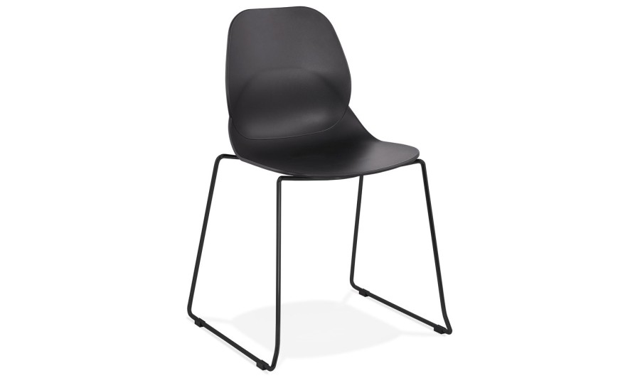 CH02410BLBL 5420072064529 Chaise design NUMERIK noire avec pieds en métal noir CH02410BLBL 5420072064529 Chaise design NUMERIK noire avec pieds en métal noir
