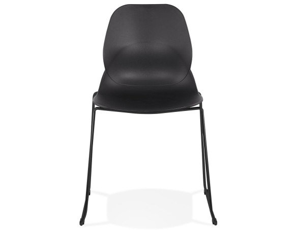 Chaise design NUMERIK noire avec pieds en métal noir