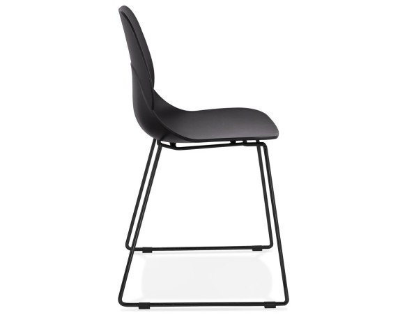 Chaise design NUMERIK noire avec pieds en métal noir