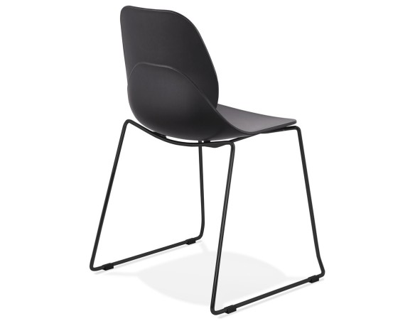 Chaise design NUMERIK noire avec pieds en métal noir