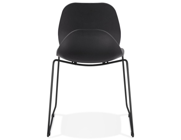 Chaise design NUMERIK noire avec pieds en métal noir
