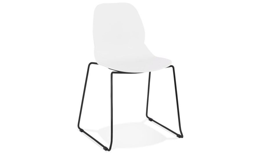 CH02420WHBL 5420072064543 Chaise design NUMERIK blanche avec pieds en métal noir