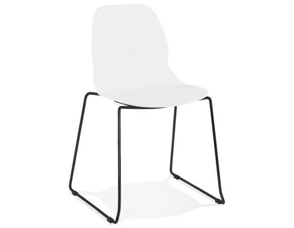 CH02420WHBL 5420072064543 Chaise design NUMERIK blanche avec pieds en métal noir