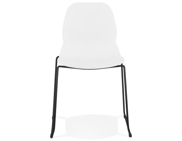 Chaise design NUMERIK blanche avec pieds en métal noir