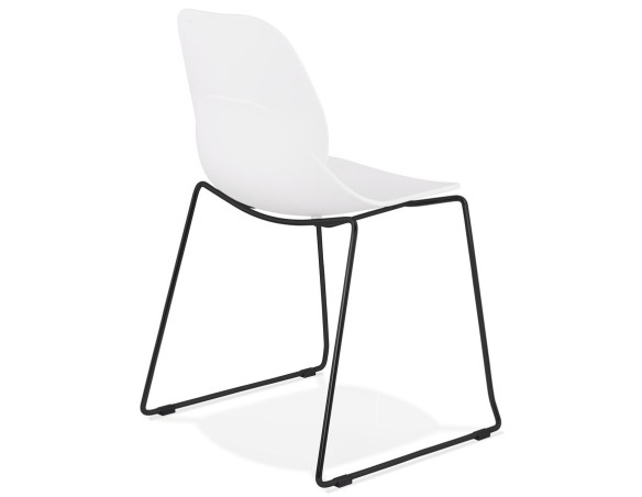 Chaise design NUMERIK blanche avec pieds en métal noir