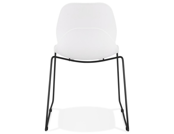 Chaise design NUMERIK blanche avec pieds en métal noir