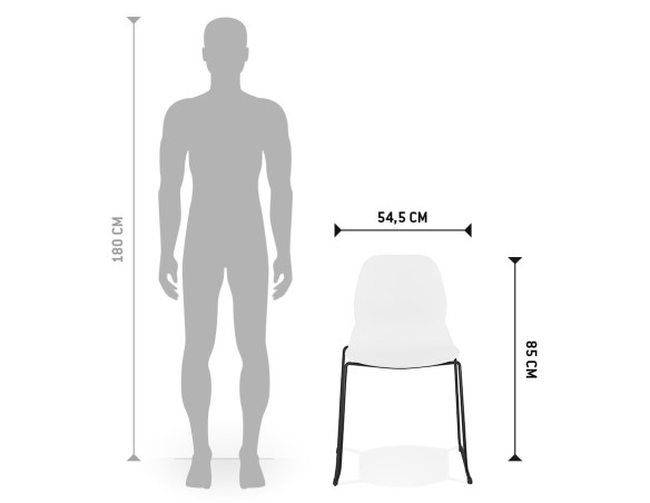 Chaise design NUMERIK blanche avec pieds en métal noir
