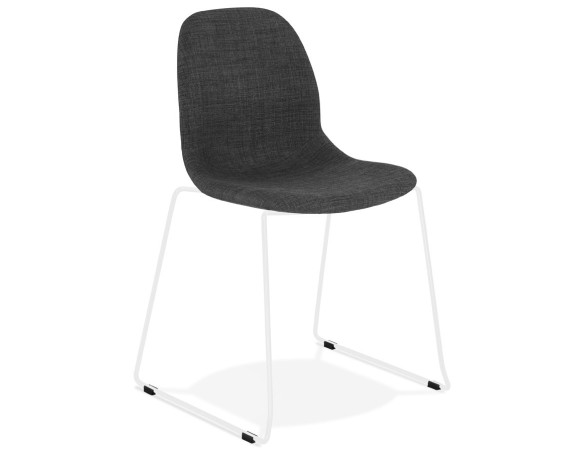 CH02480DGWH 5420072065267 Chaise design DISTRIKT en tissu gris foncé avec pieds en métal blanc