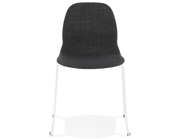 Chaise design DISTRIKT en tissu gris foncé avec pieds en métal blanc