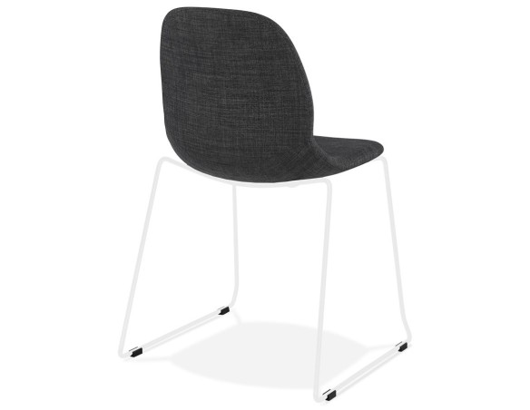 Chaise design DISTRIKT en tissu gris foncé avec pieds en métal blanc